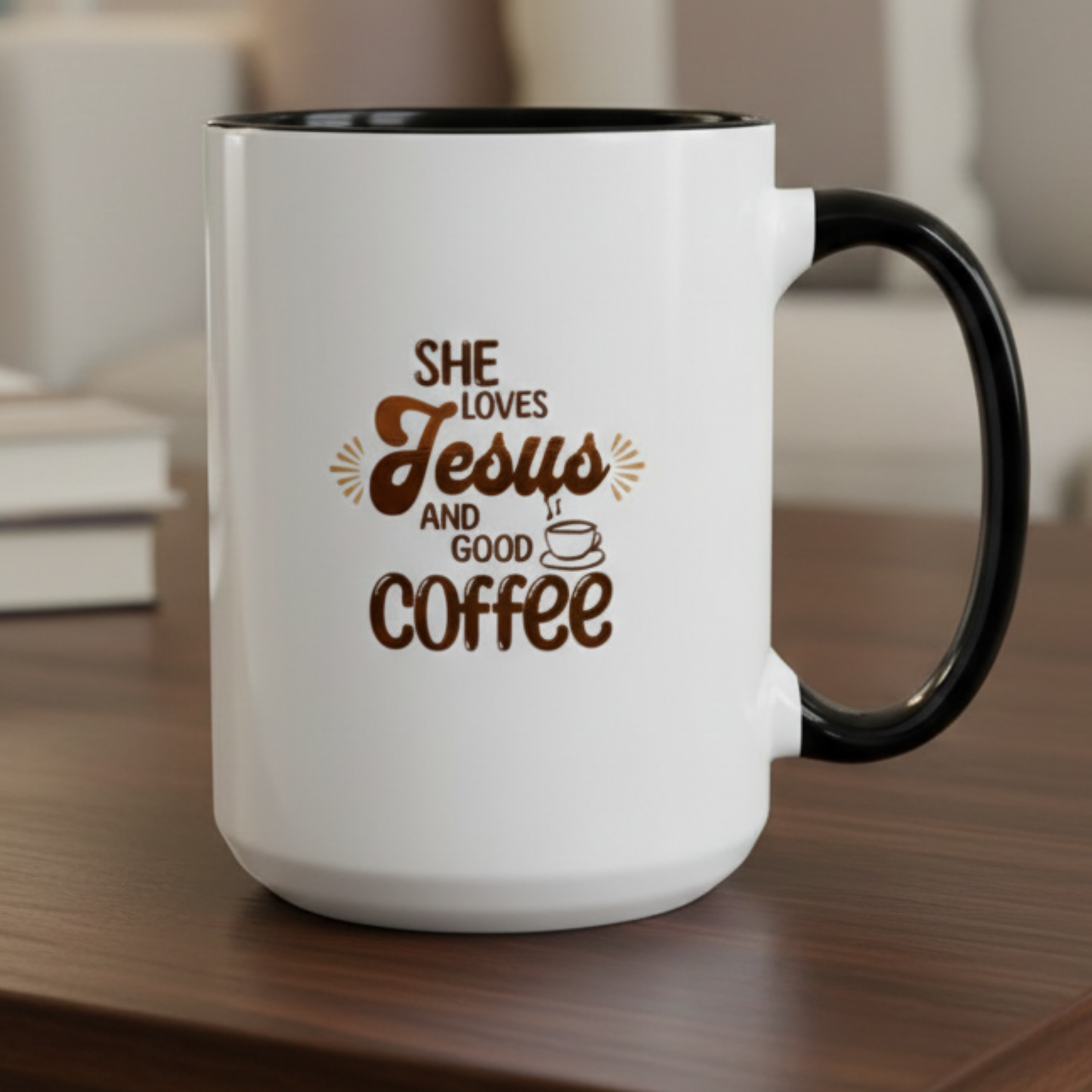 She Loves Jesus and Good Coffee - 15oz Mug